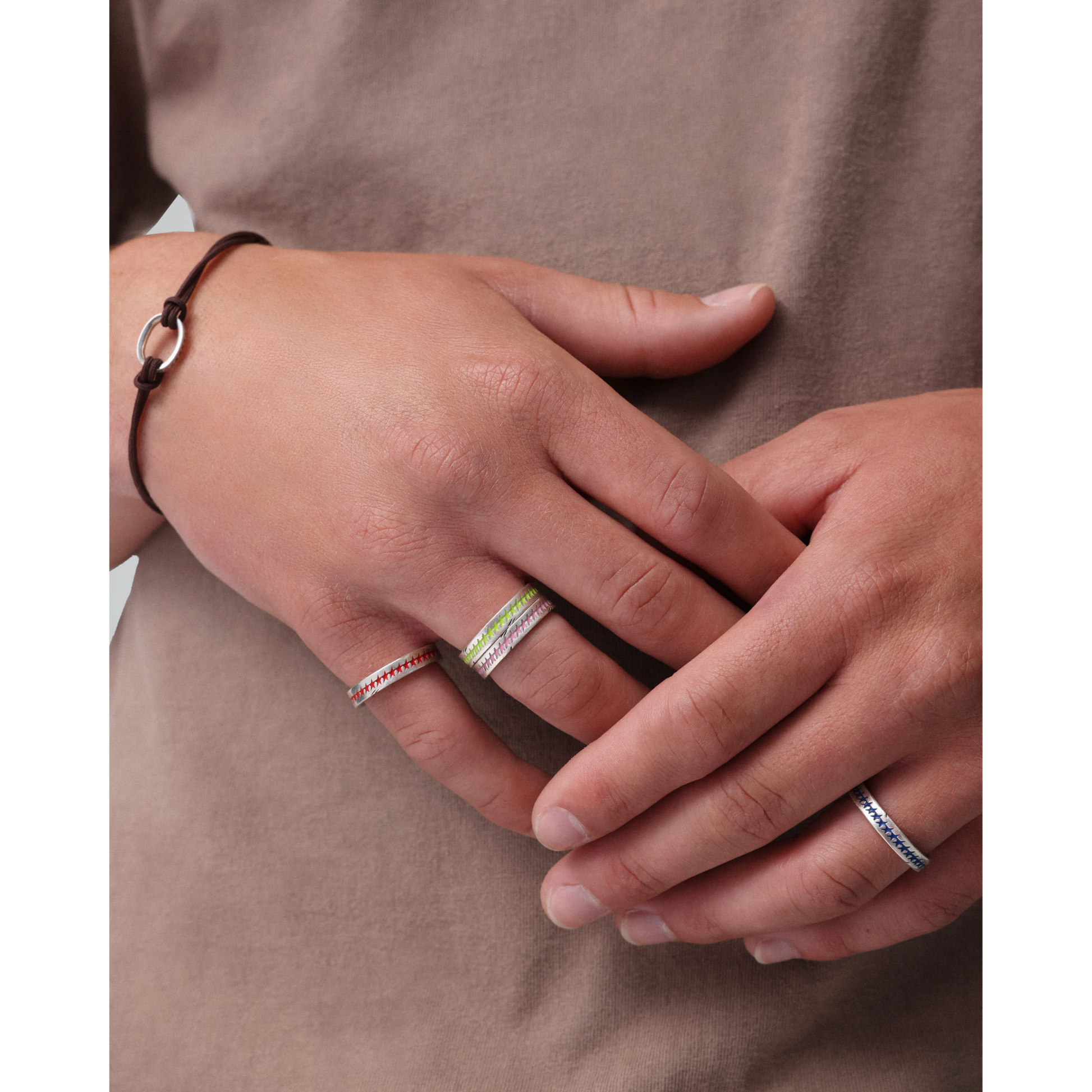 Pink Enameled Starline Ring