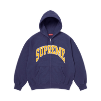 Supreme Cracked Raglan Zip Up Hooded Sweatshirt 'Washed Navy'