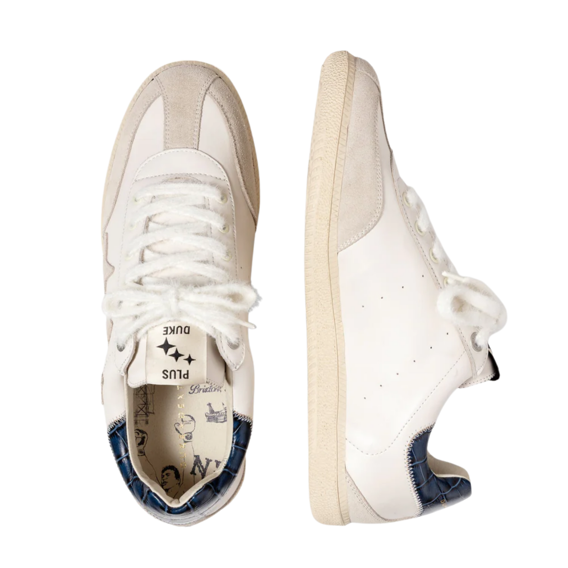 NY White Navy Sneaker