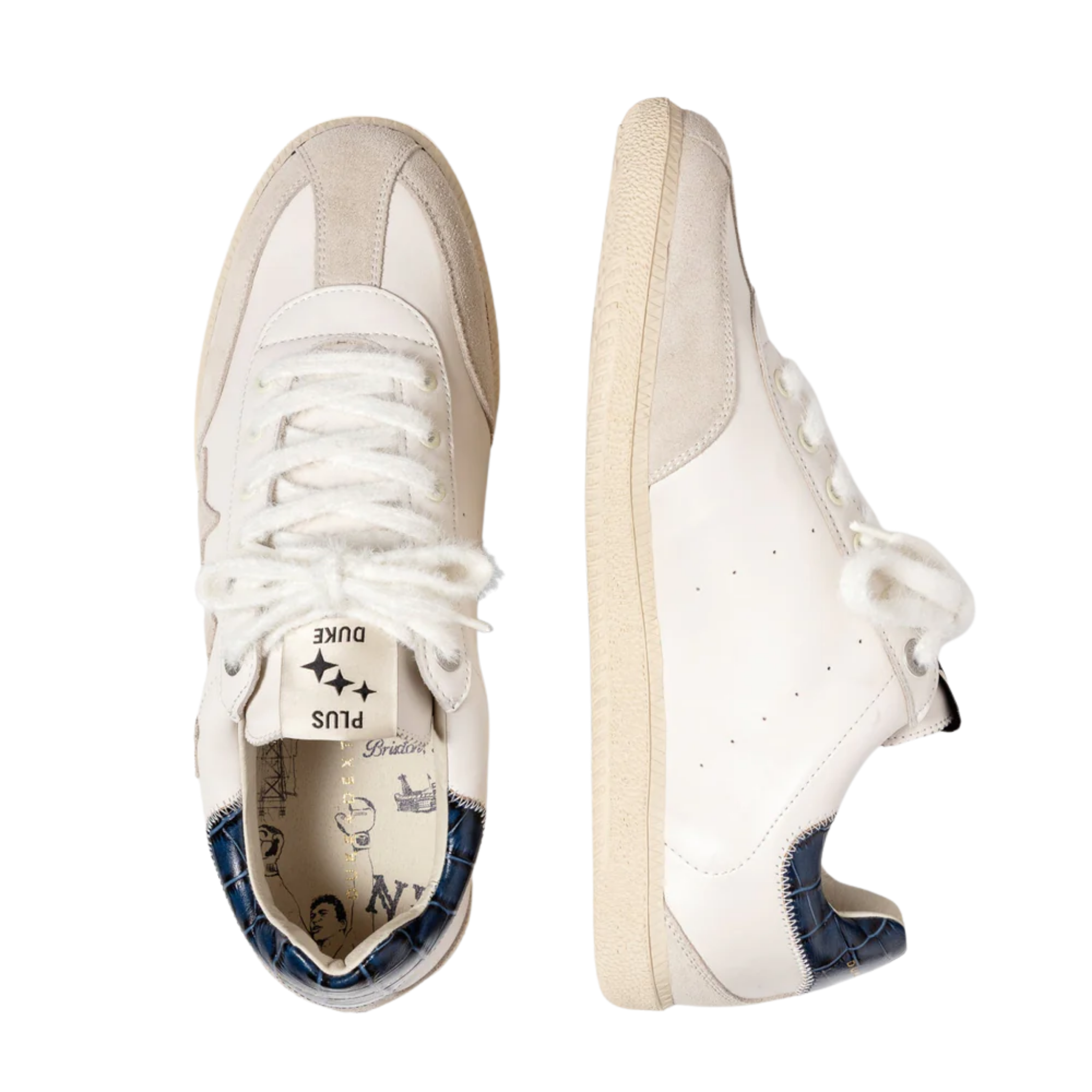 NY White Navy Sneaker