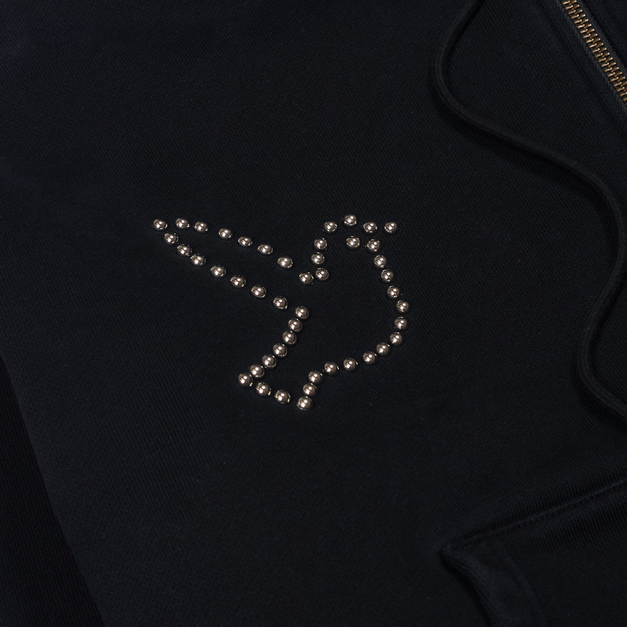 Dove &amp; Eye Studded Hoodie Black