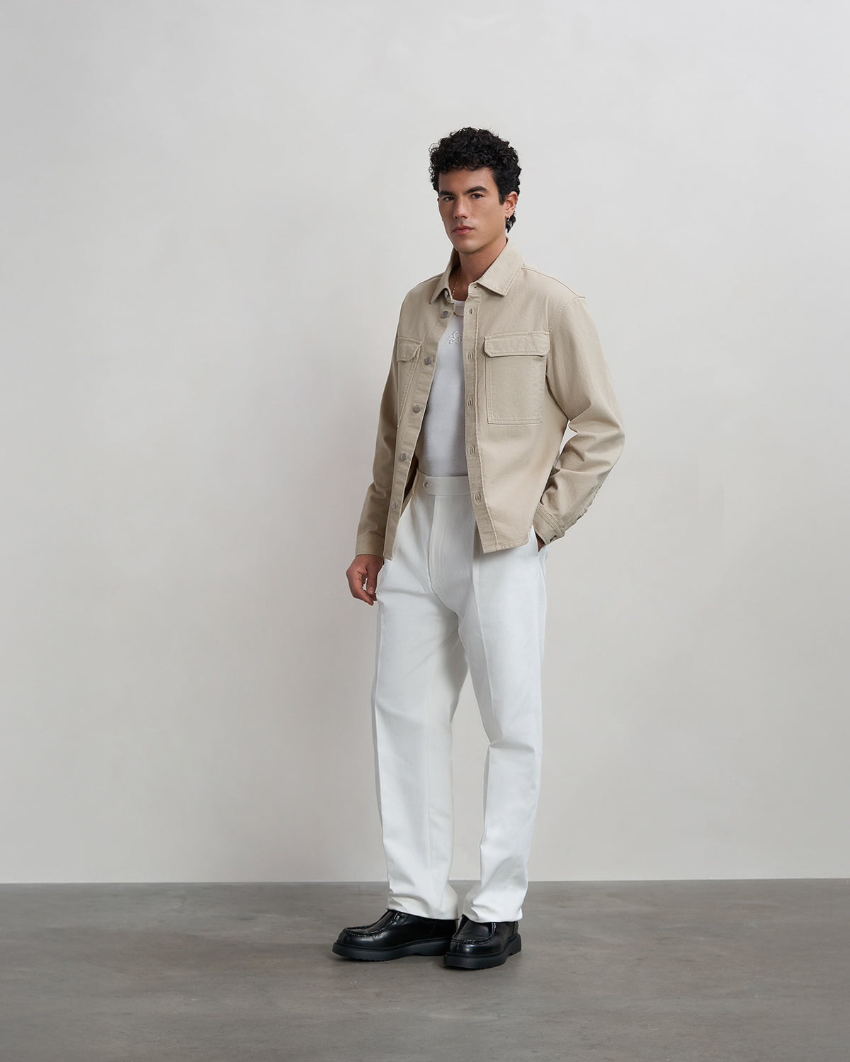 Overshirt Cotton Twill White Pepper