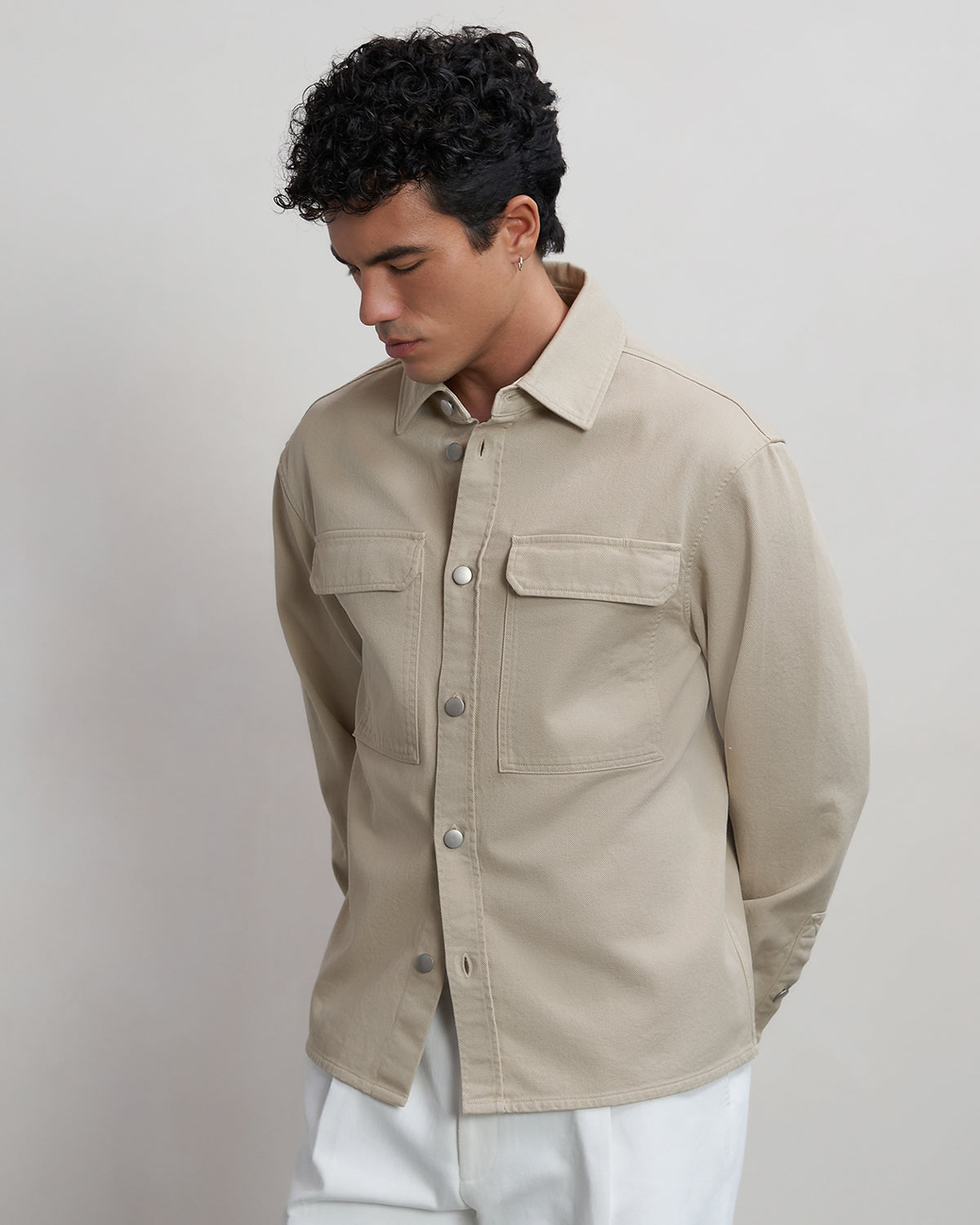 Overshirt Cotton Twill White Pepper