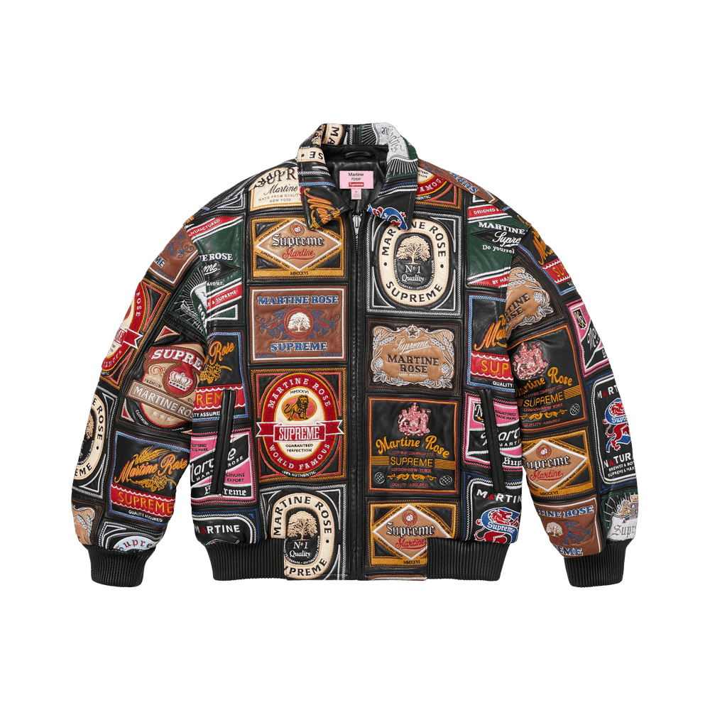 Supreme x Martine Rose Patchwork Labels Leather Jacket 'Multicolor'