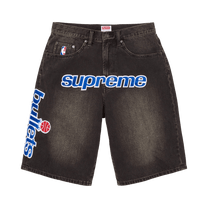 Supreme x Mitchell &amp; Ness Washington Bullets Baggy Denim Short 'Washed Black'
