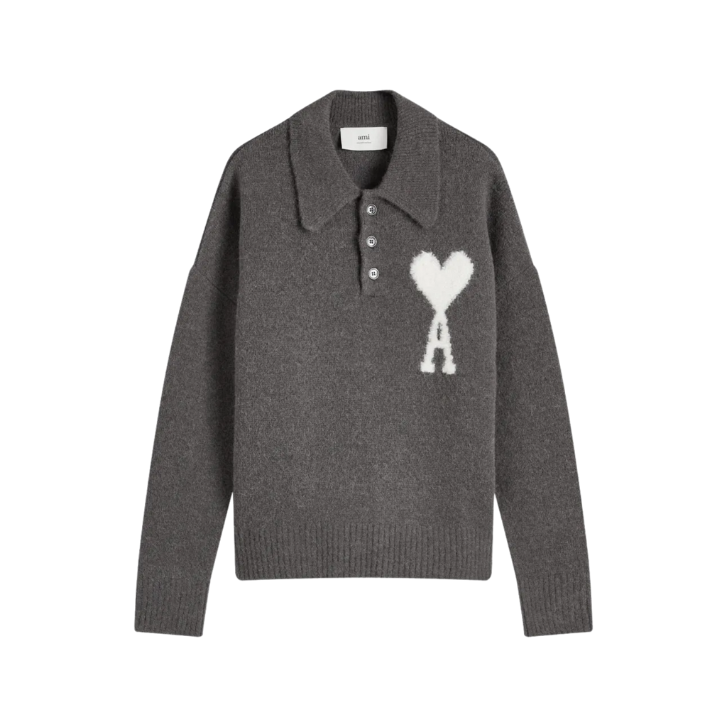 AMI Paris Large Heart Knitted Polo