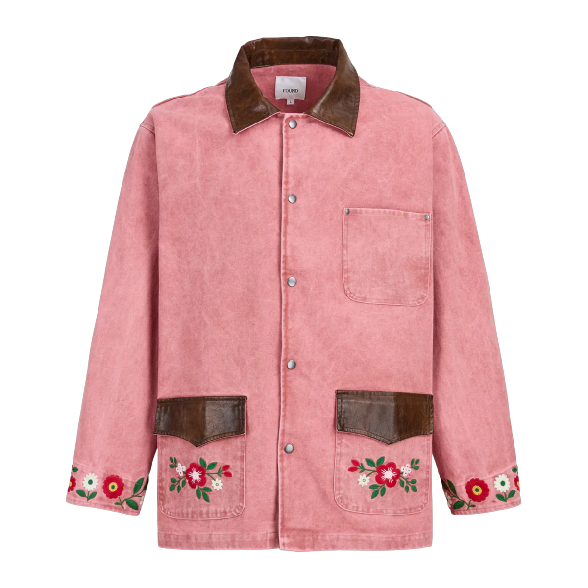 Canvas Embroidered Work Jacket Vintage Salmon