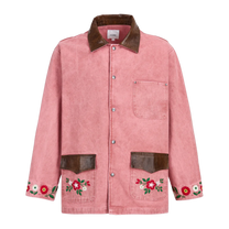 Canvas Embroidered Work Jacket Vintage Salmon