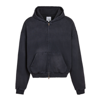 Distressed Thermal-Lined Zip Up Hoodie, front