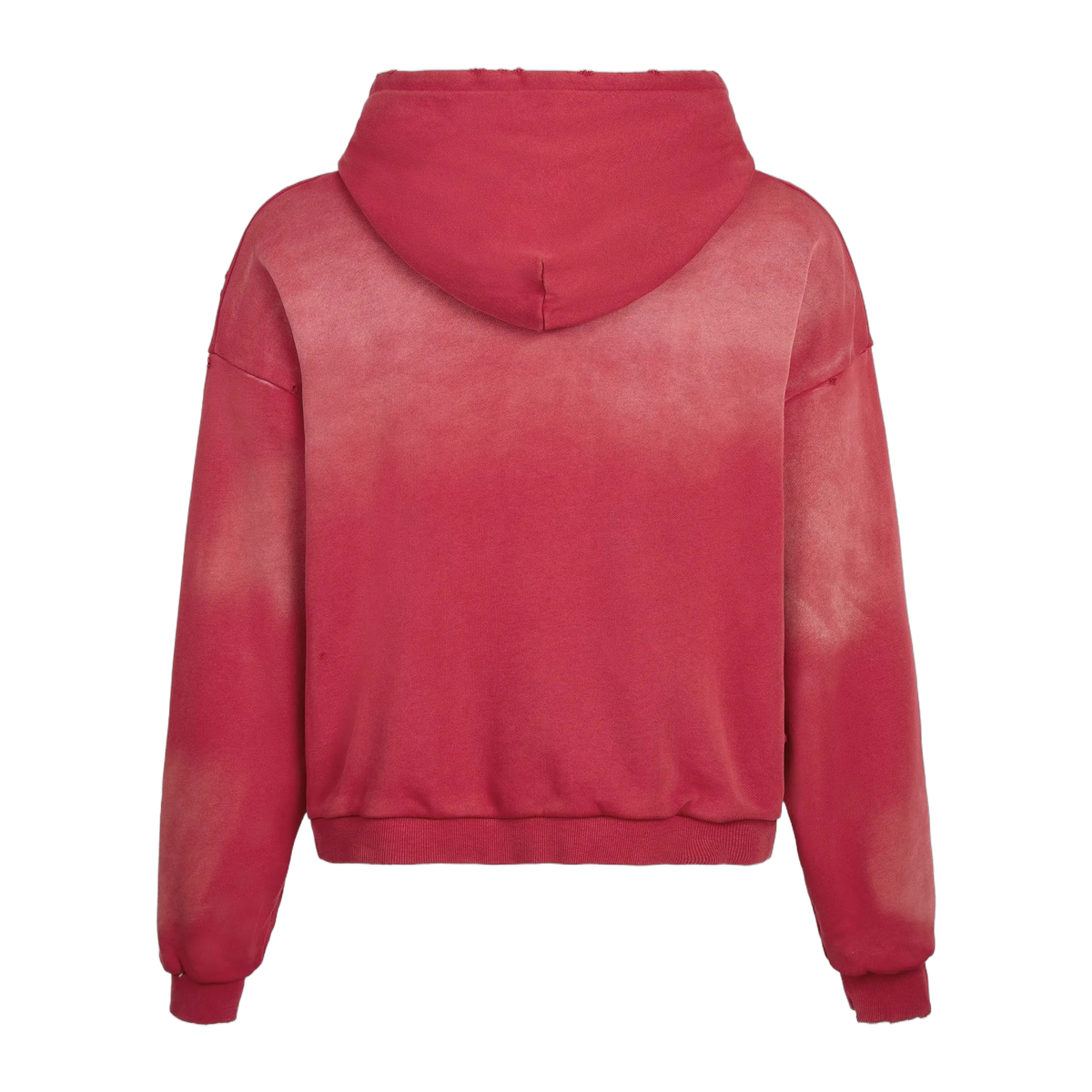 Distressed Thermal-Lined Zip Up Hoodie Vintage Red, back