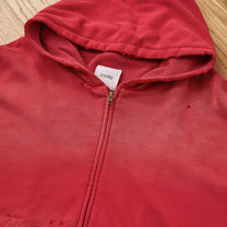 Distressed Thermal-Lined Zip Up Hoodie Vintage Red, detail 4