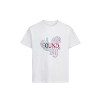 Embroidered Paisley Tee Off White, front