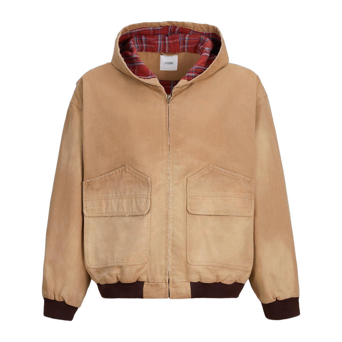 Faded Canvas Work Hoodie Sand, front