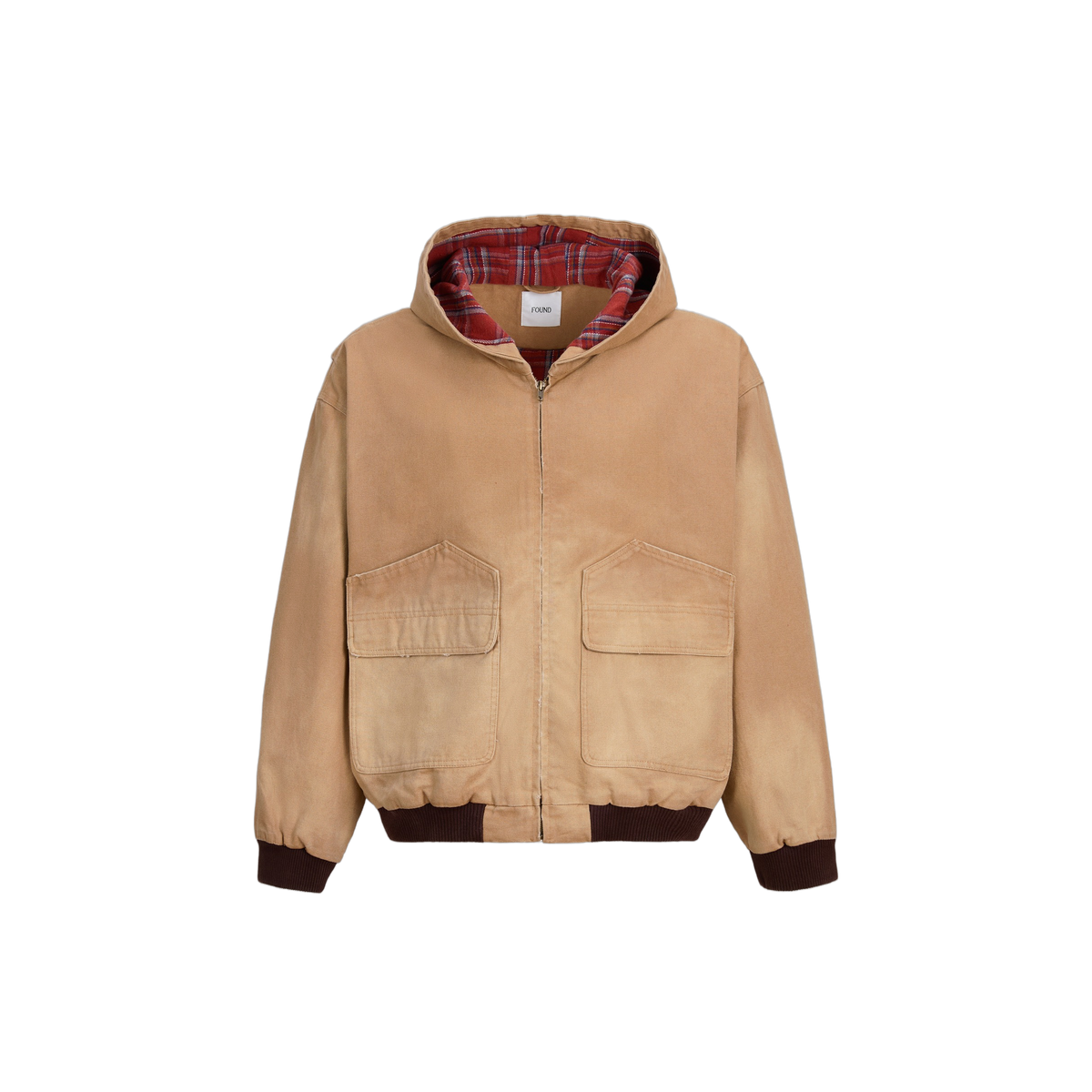 Faded Canvas Work Hoodie Sand, front