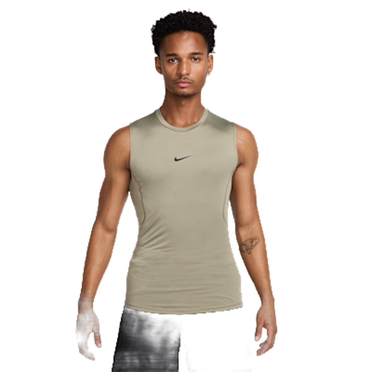 Nike Pro Men's Dri-FIT Tight Sleeveless Fitness Top Light Army/Black — kolab