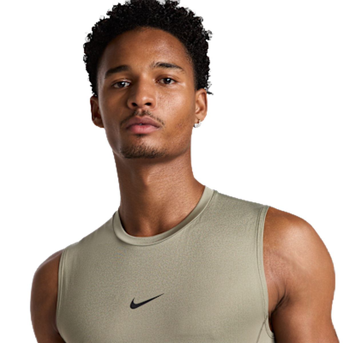 Nike Pro Men's Dri-FIT Tight Sleeveless Fitness Top Light Army/Black — kolab