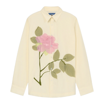 Flower Applique Button Up Shirt White