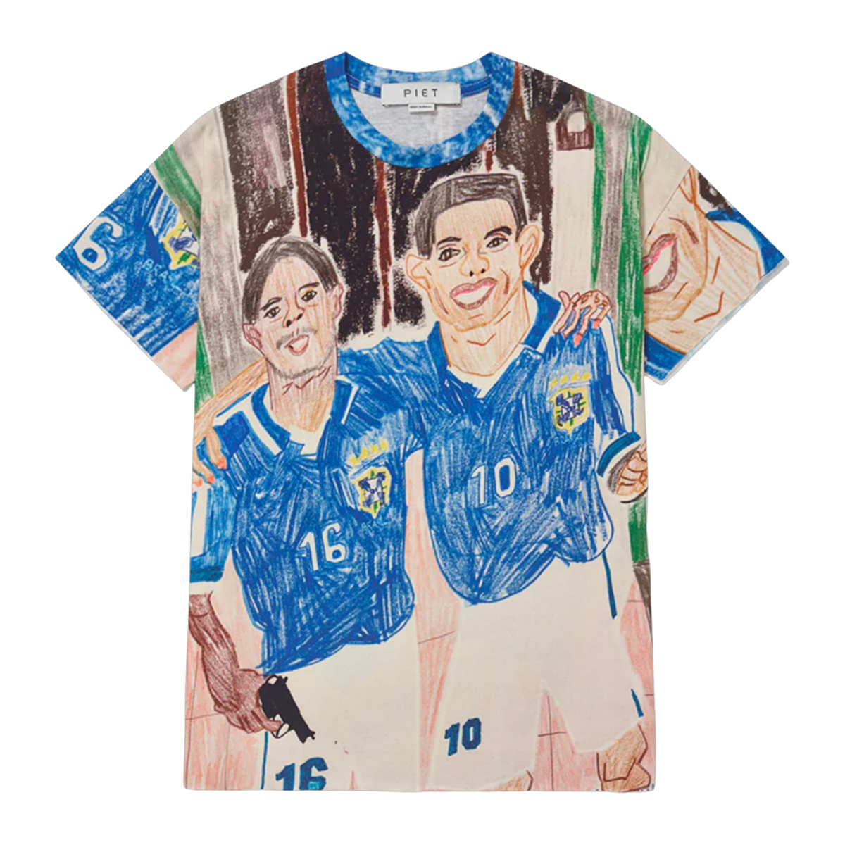 Full Print Illustrated Raw Edge T-shirt - Printed