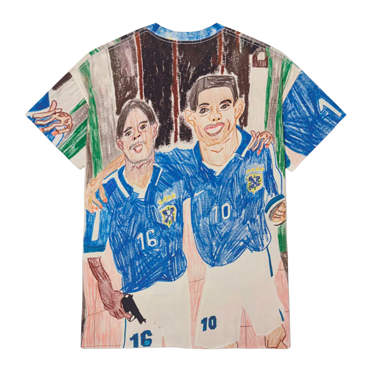 Full Print Illustrated Raw Edge T-shirt - Printed