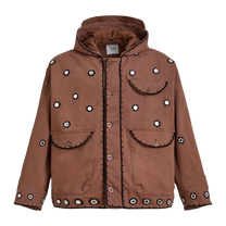 Hand Embroidered Hooded Jacket Espresso
