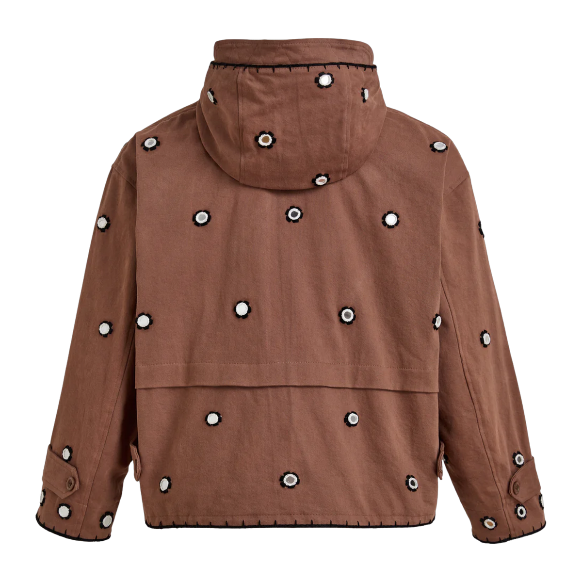 Hand Embroidered Hooded Jacket Espresso