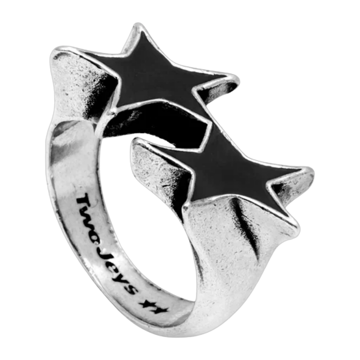 Icon Black Enameled Single Ring Silver