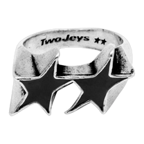 Icon Black Enameled Single Ring Silver