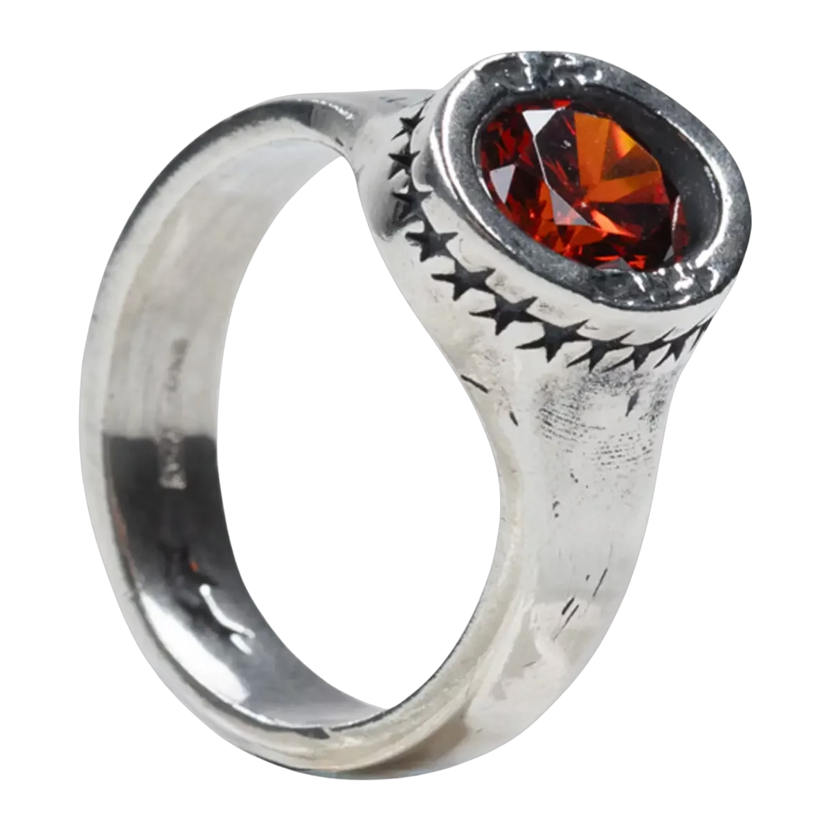 Icon Link Ruby Ring Silver