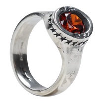 Icon Link Ruby Ring Silver