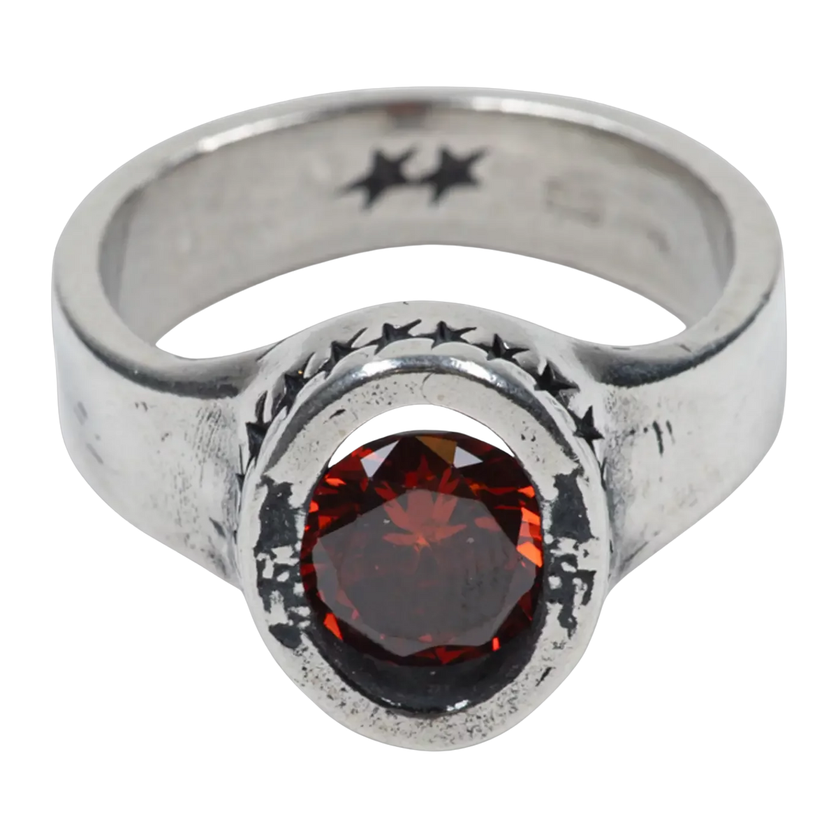 Icon Link Ruby Ring Silver