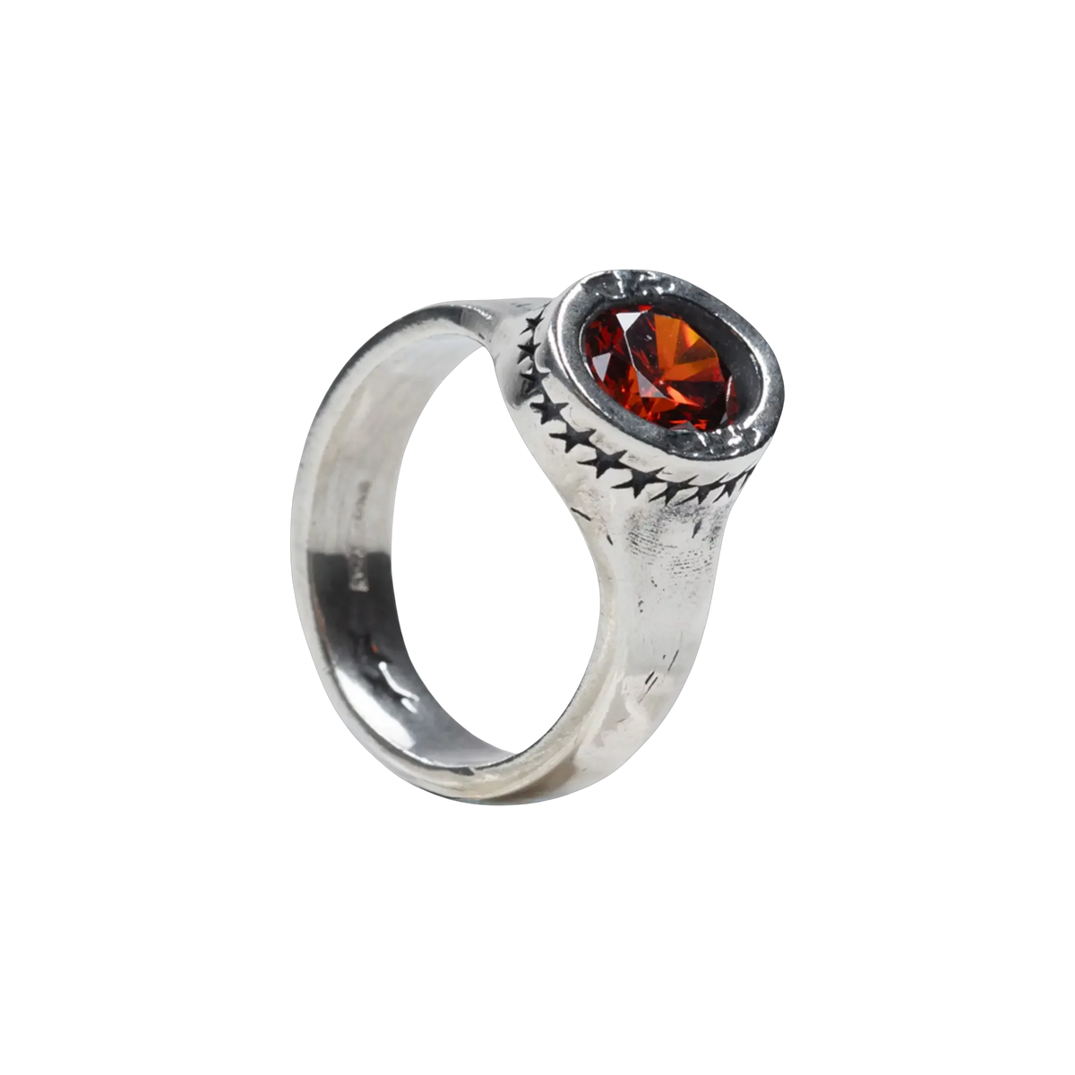 Icon Link Ruby Ring Silver