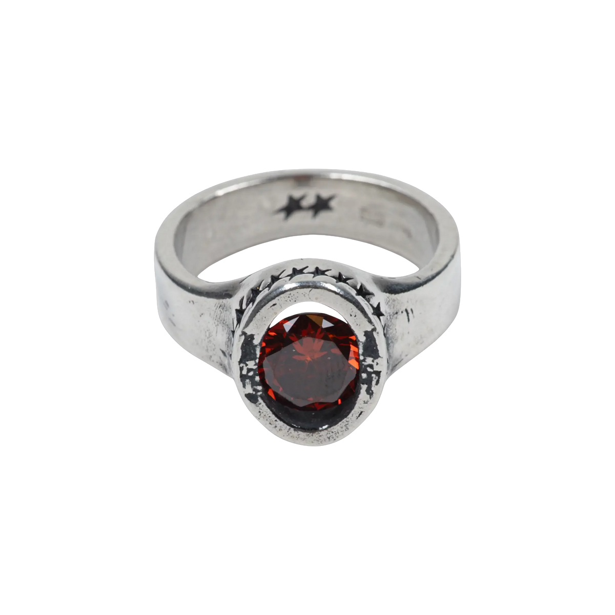 Icon Link Ruby Ring Silver