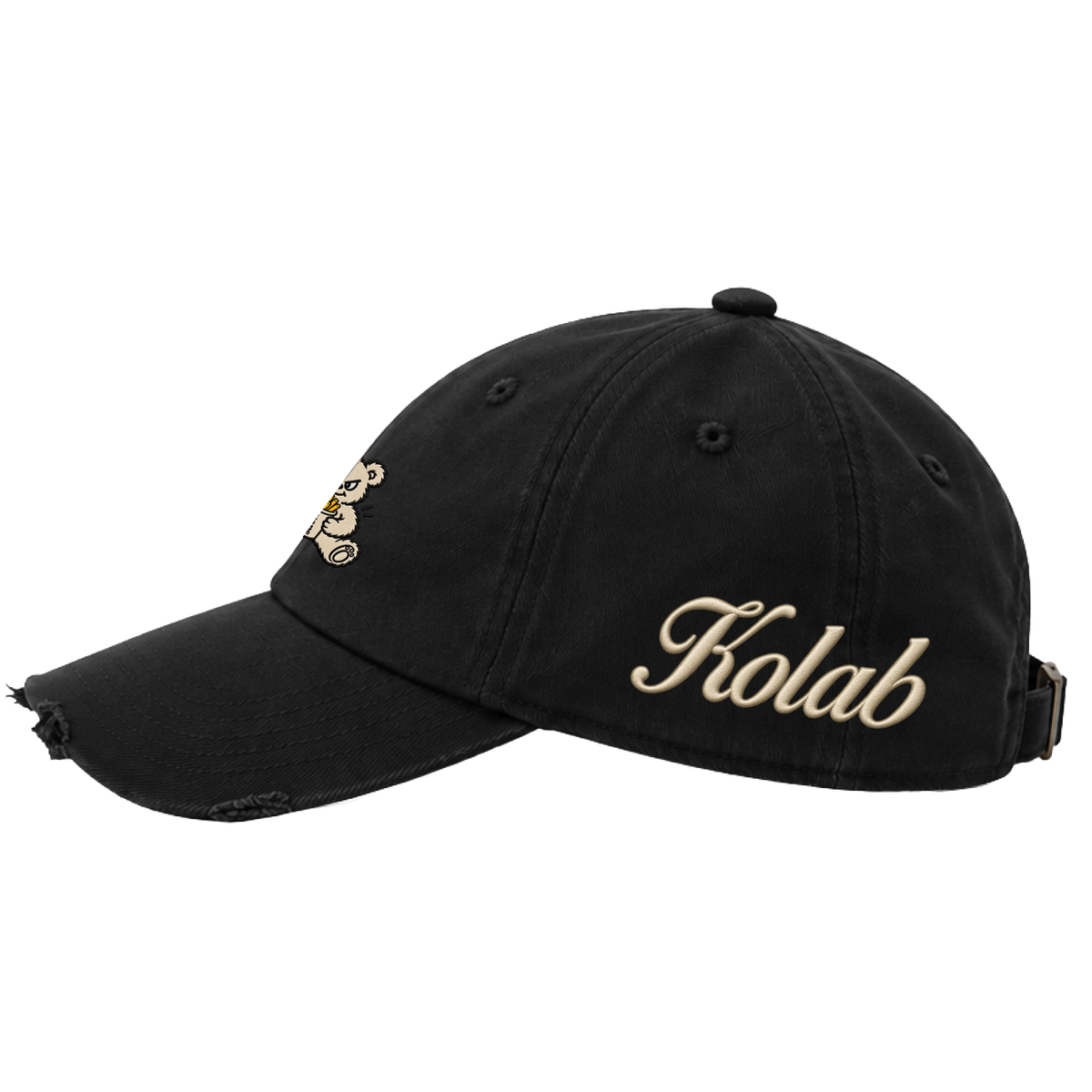 Kolab x Street Black Distressed Cap