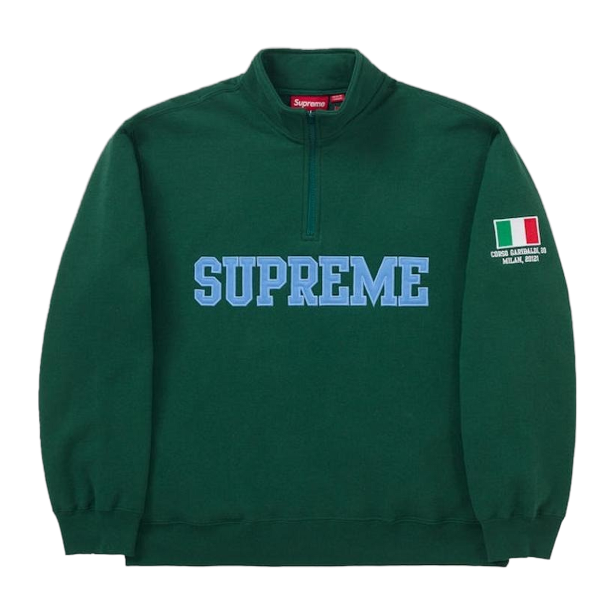 Supreme Milan Shop Flag Half Zip Pullover Green · kolab