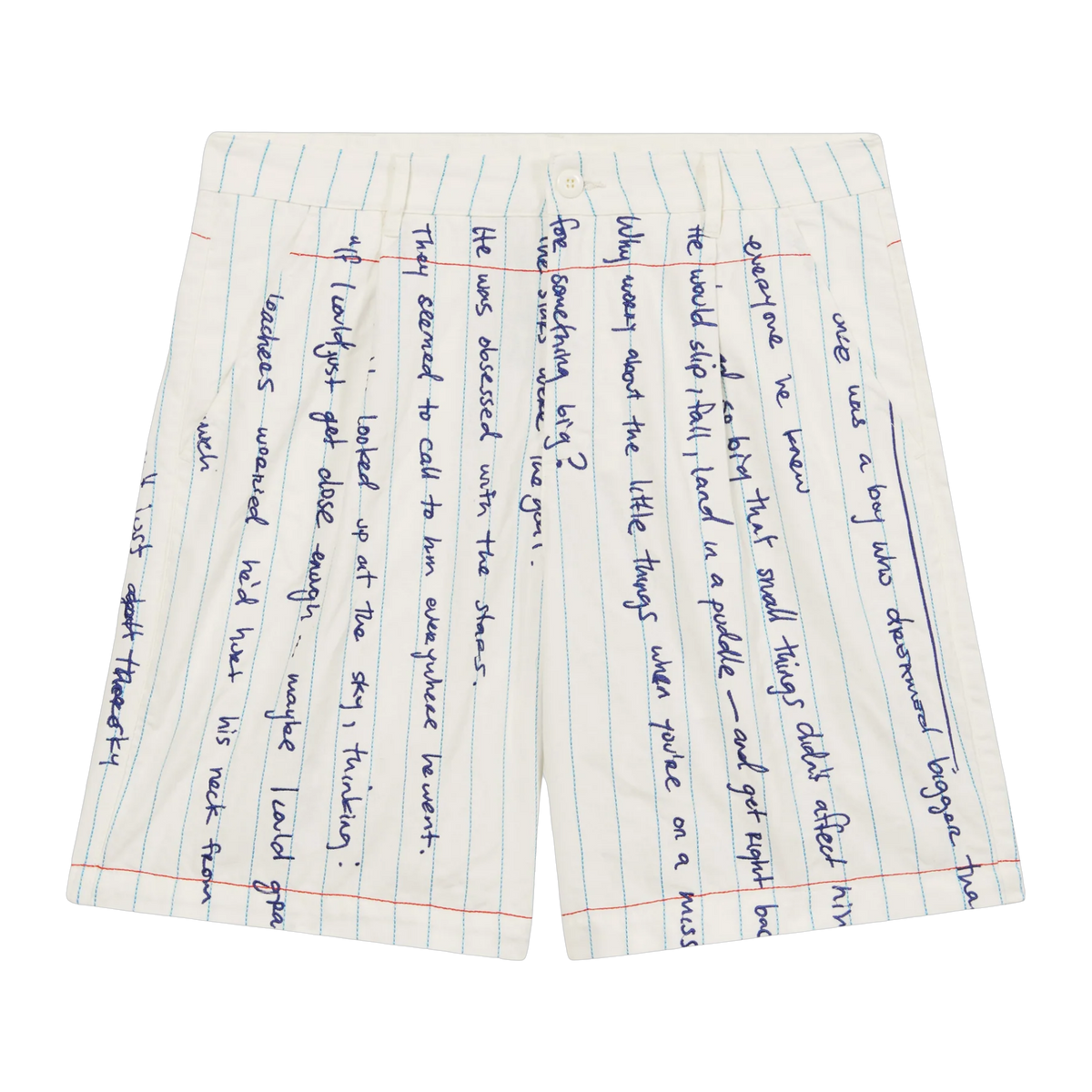 Paper Handwriting Pleated Short White