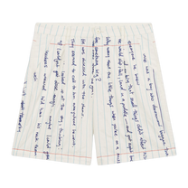 Paper Handwriting Pleated Short White