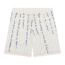 Paper Handwriting Pleated Short White