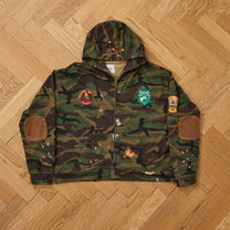 Patch Camo Zip Up Hoodie Vintage Woodland, detail 1