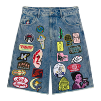 Patches Denim Long Short Dark Blue