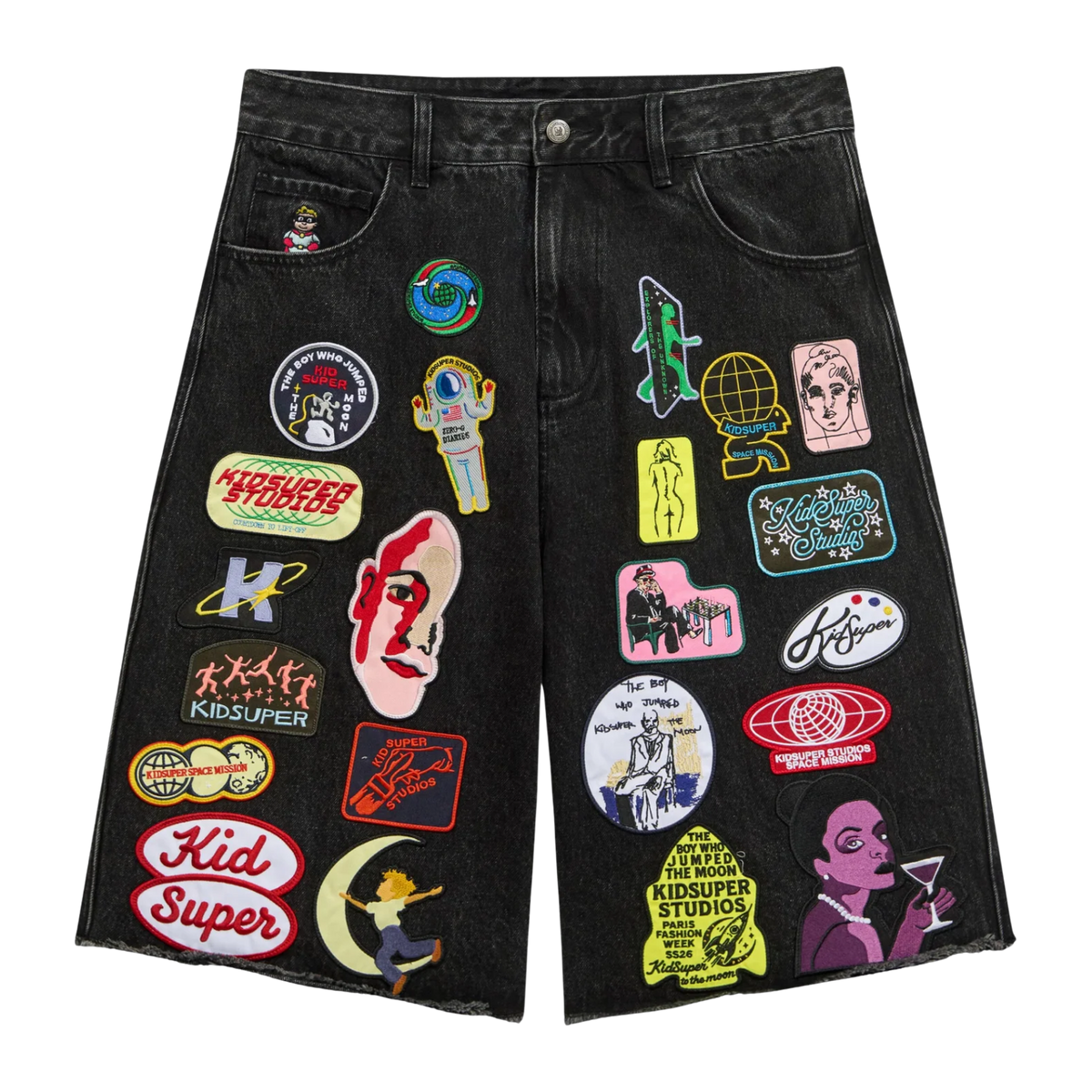 Patches Denim Short Black