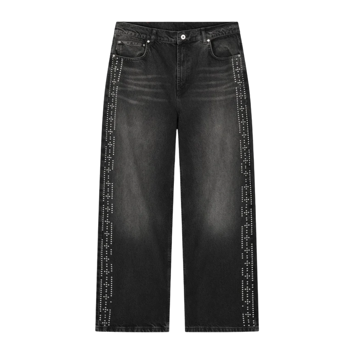 PESO BLACK STUDDED DENIM JEANS