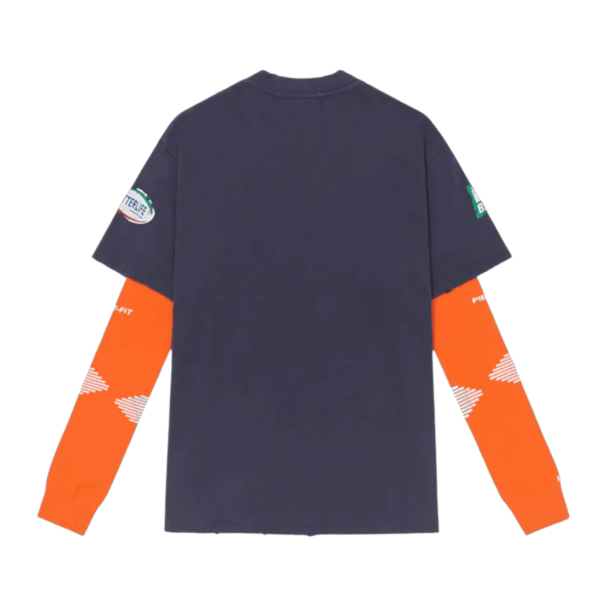 Piet F.C. Knitted Sleeve T-shirt - Navy/Orange