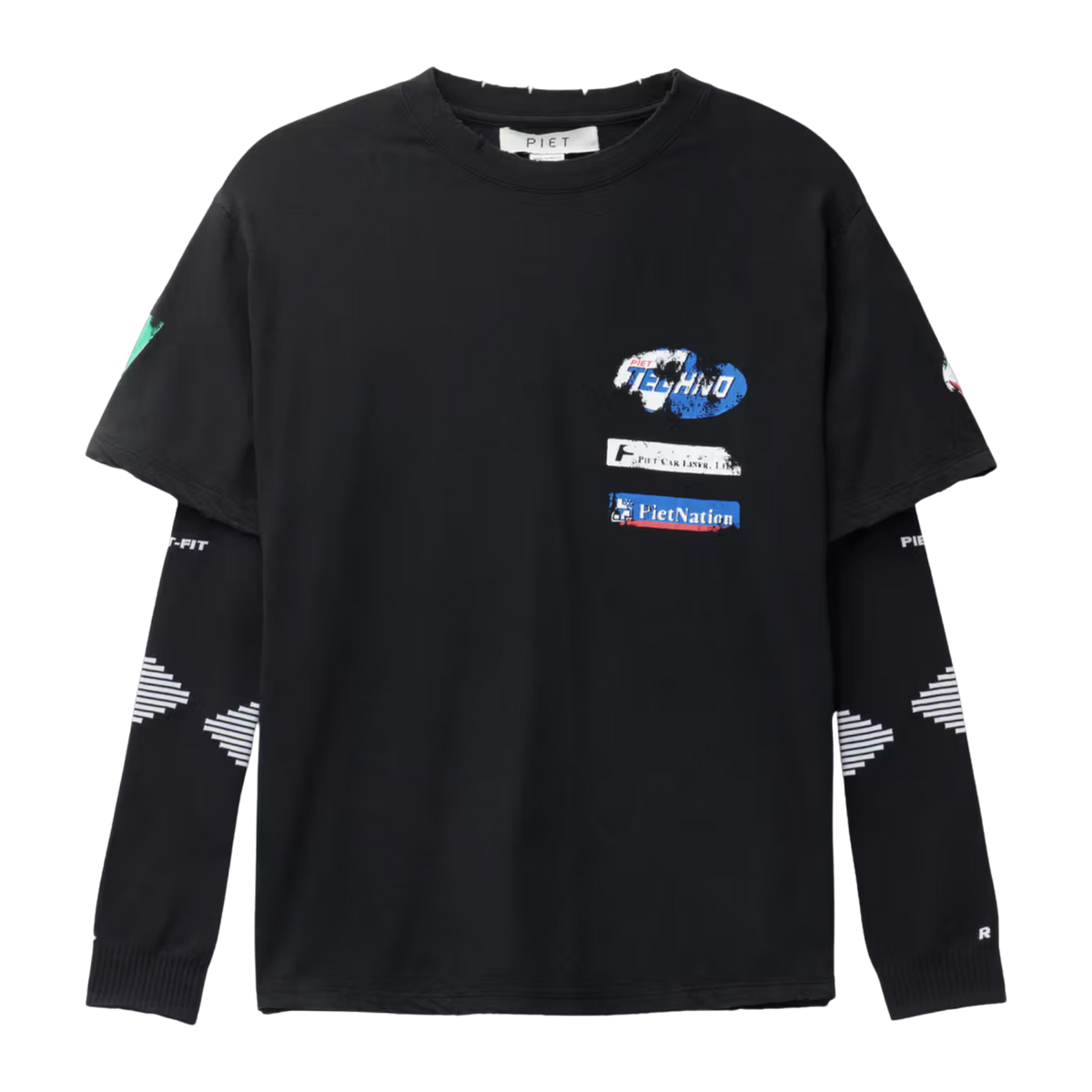 Piet F.C. Knitted Sleeve T-shirt - Vintage Black/Black