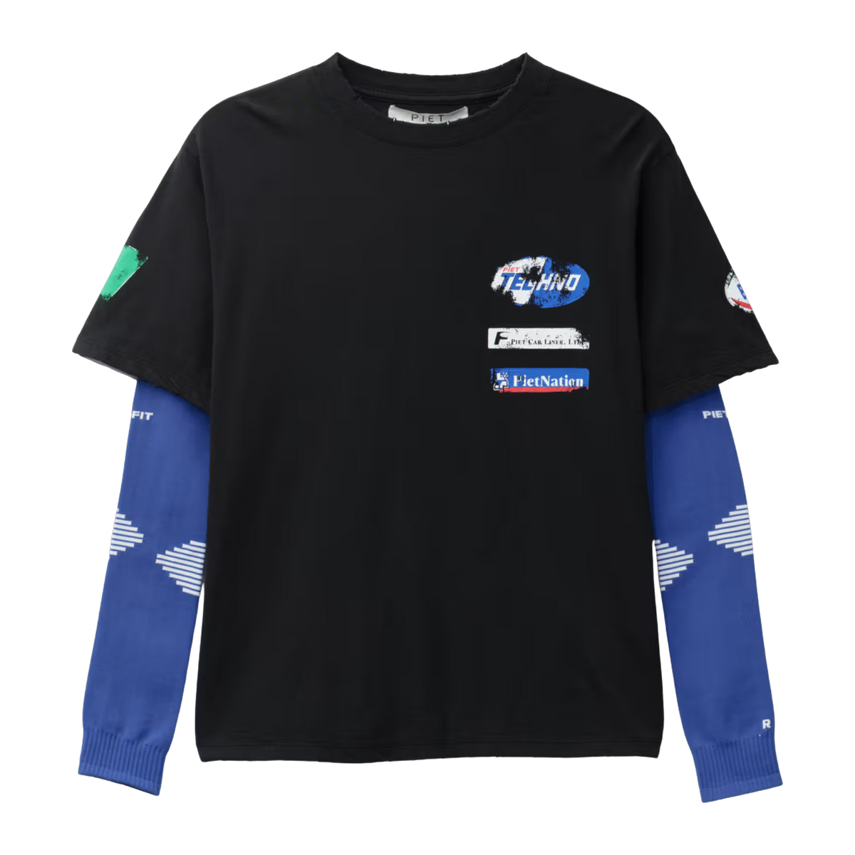 Piet F.C. Knitted Sleeve T-shirt - Vintage Black/Blue