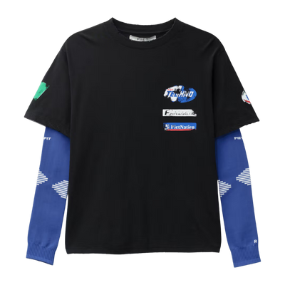 Piet F.C. Knitted Sleeve T-shirt - Vintage Black/Blue