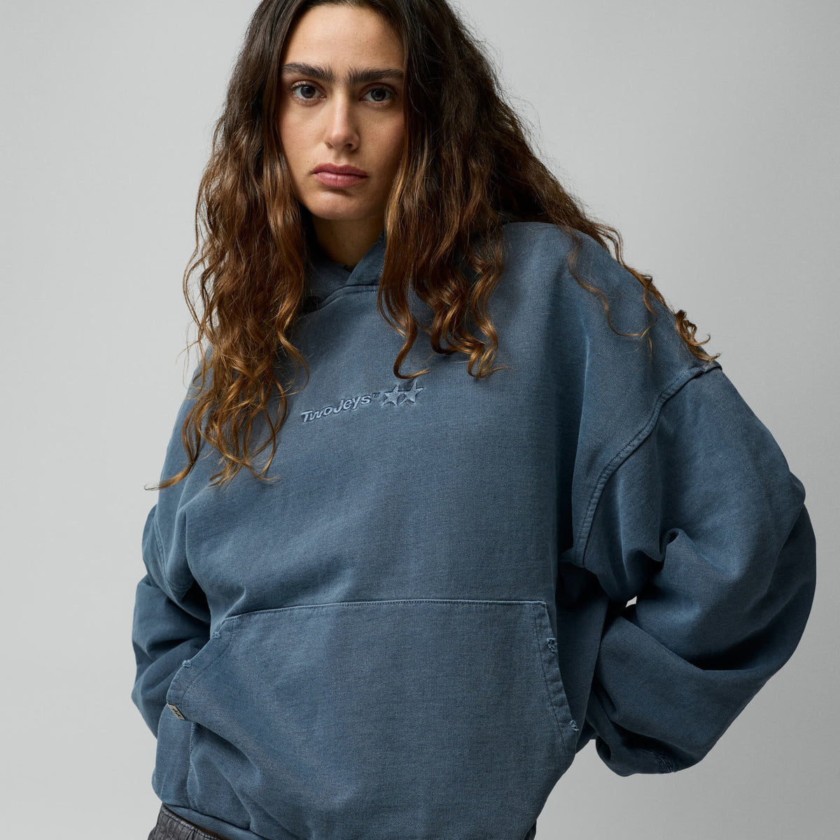 Two Jeys Pigment Dyed Blue Icon Hoodie