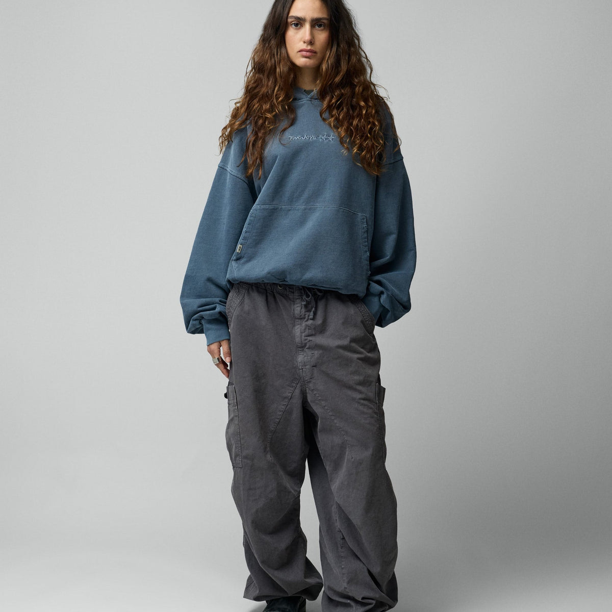 Two Jeys Pigment Dyed Blue Icon Hoodie