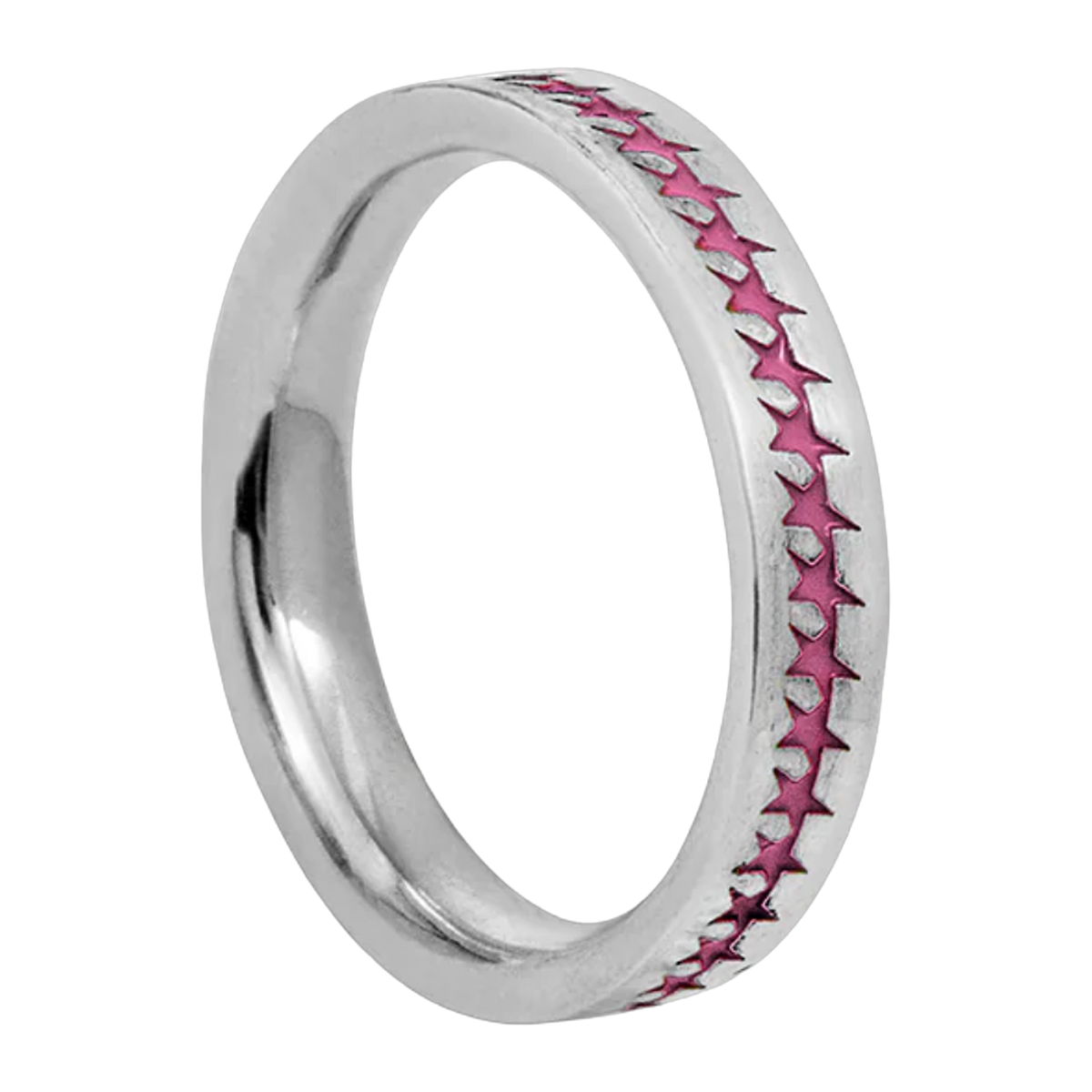 Pink Enameled Starline Ring