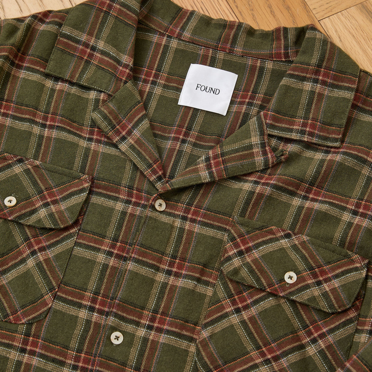 Raw Cut Fringe Plaid Camp Shirt Green, detail 4