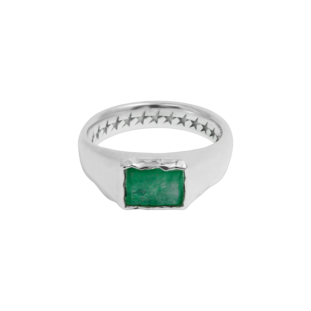 Rectangular Green Stone Ring